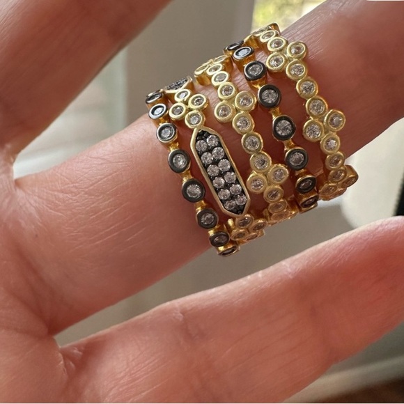 Gold and Silver Women's Ring with Sparkling Accents - Picture 2 of 5